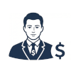 Icon of a man in a suit with a dollar sign, representing finance or payment